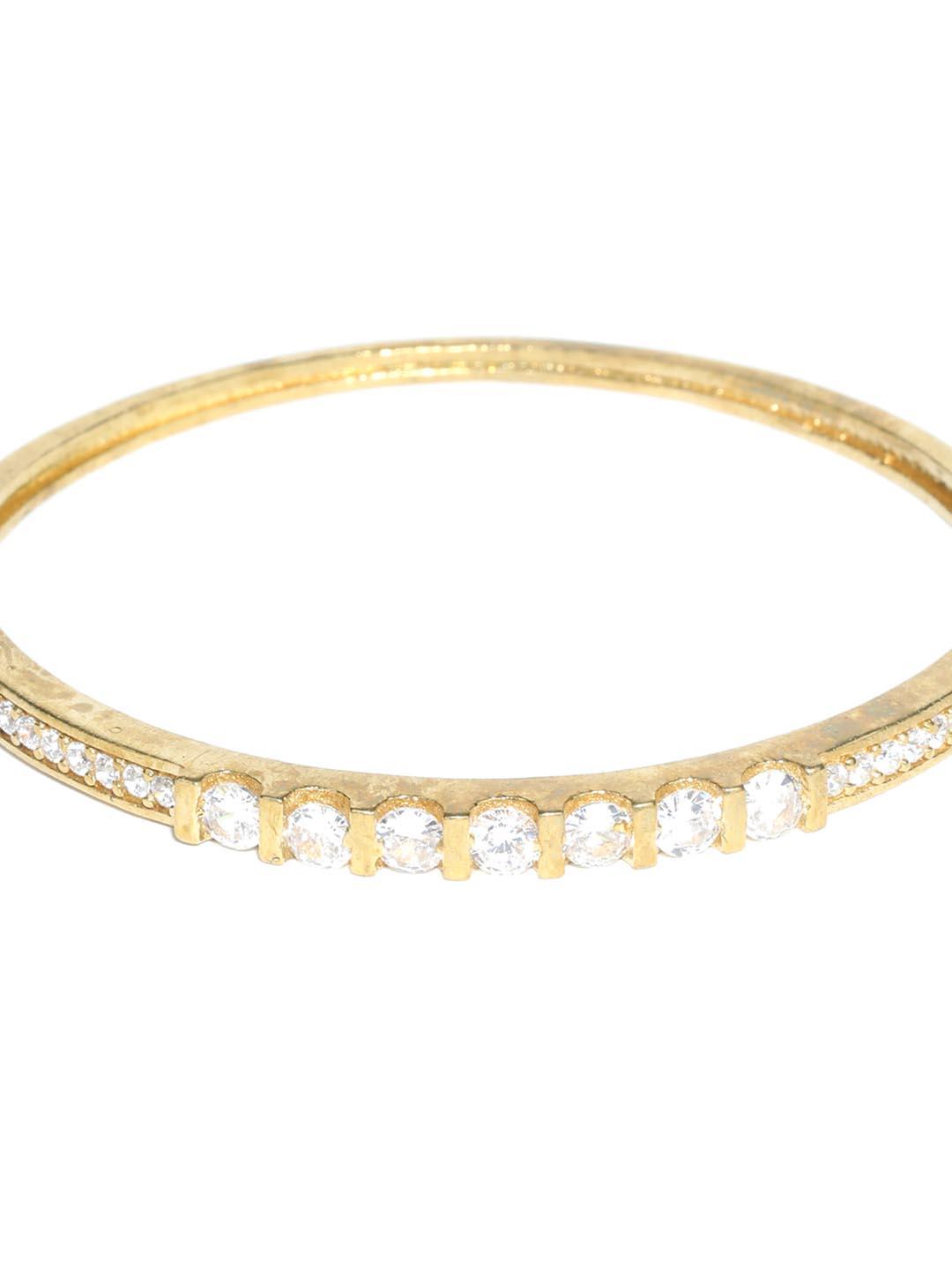 Women's American Diamond Gold Plated Bangle Style Bracelet - Priyaasi - Indiakreations