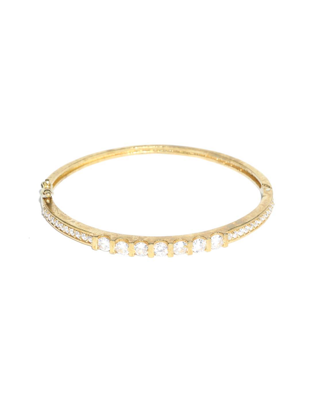 Women's American Diamond Gold Plated Bangle Style Bracelet - Priyaasi - Indiakreations