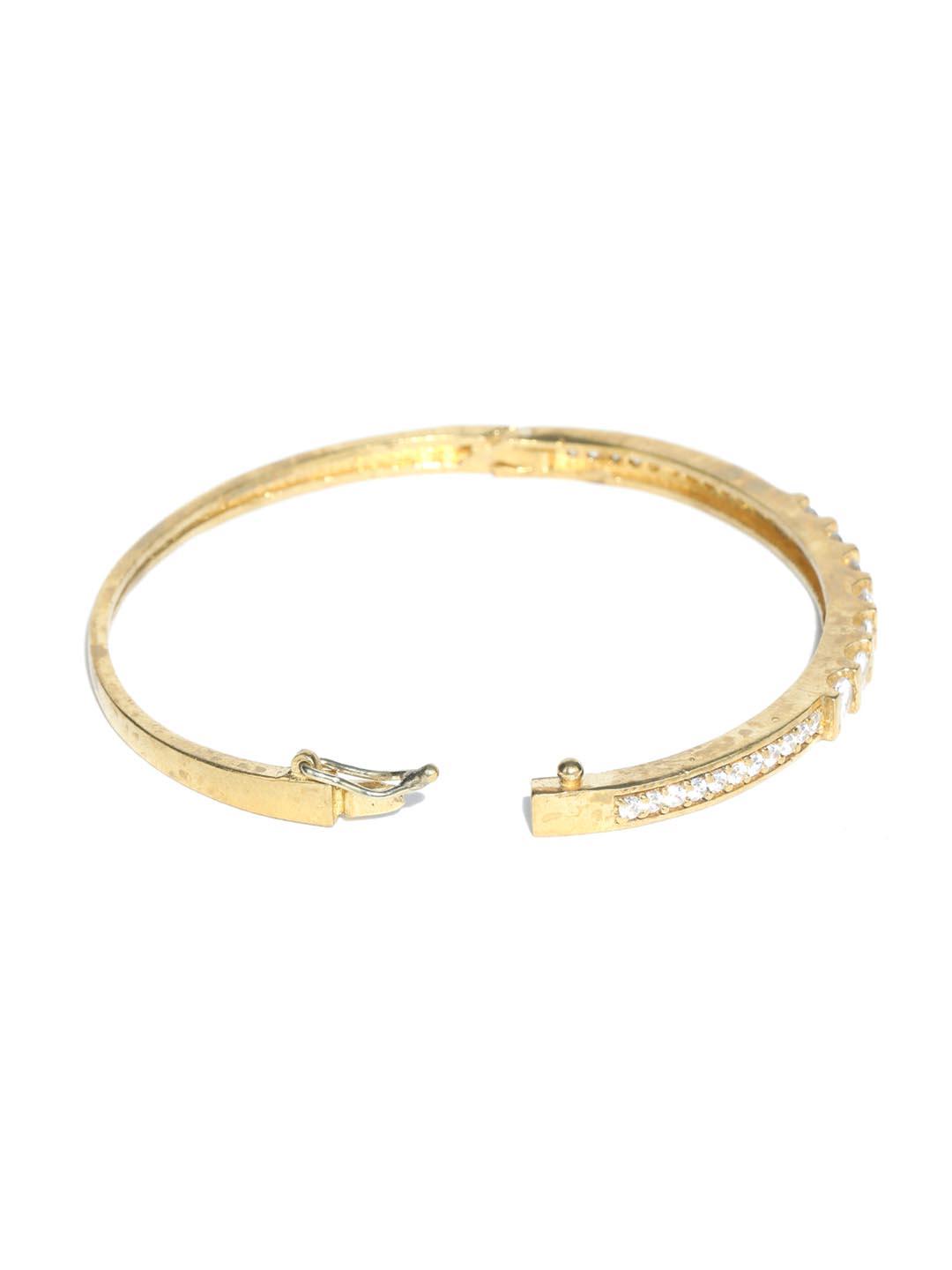 Women's American Diamond Gold Plated Bangle Style Bracelet - Priyaasi - Indiakreations