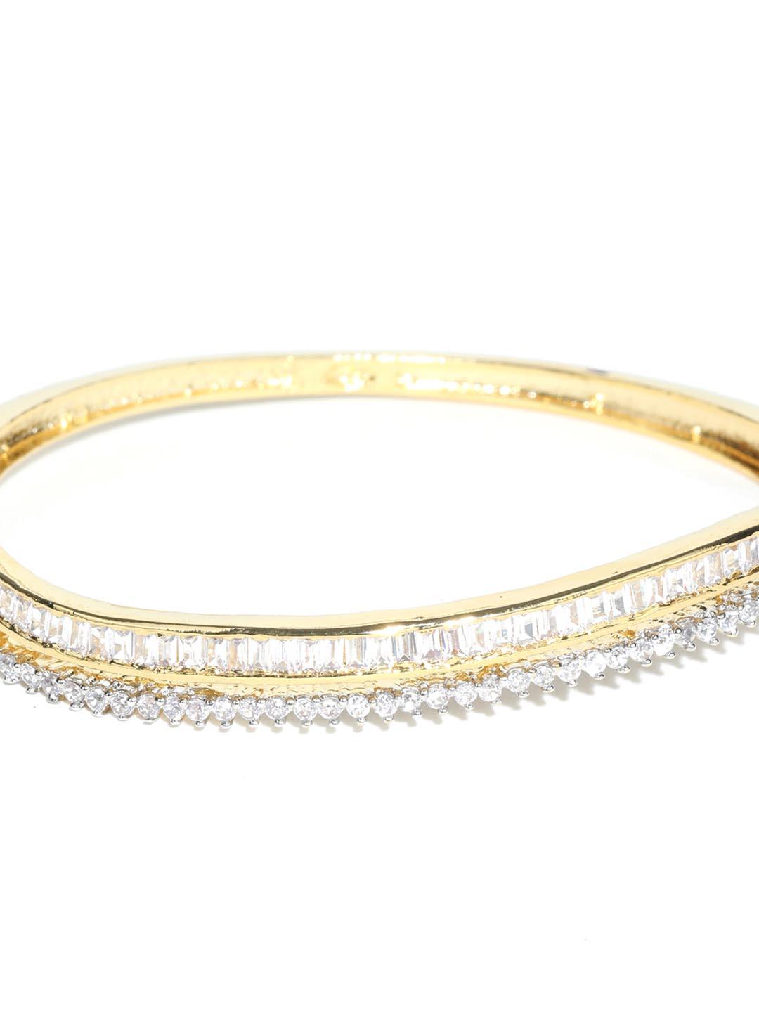 Women's American Diamond Gold Plated Bangle Style Bracelet - Priyaasi - Indiakreations