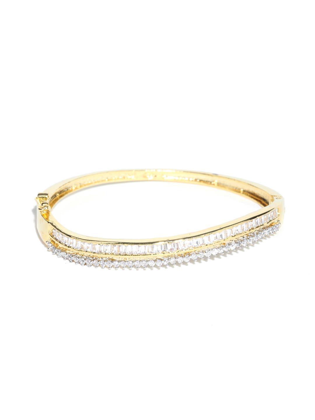 Women's American Diamond Gold Plated Bangle Style Bracelet - Priyaasi - Indiakreations