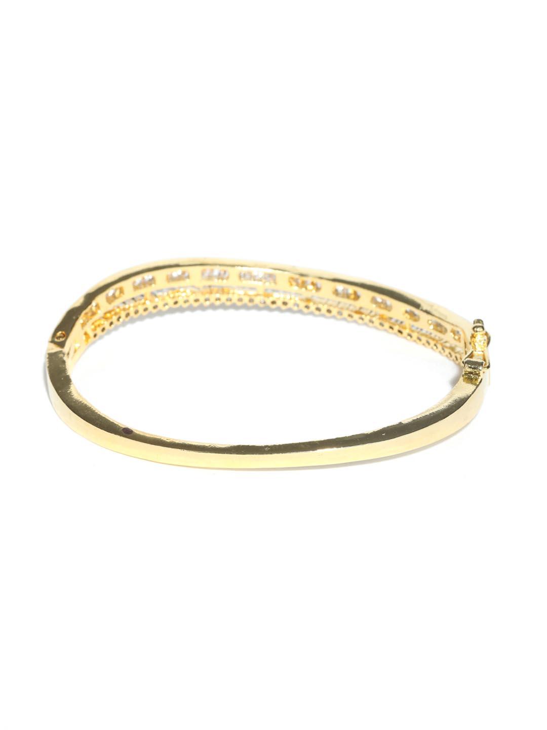 Women's American Diamond Gold Plated Bangle Style Bracelet - Priyaasi - Indiakreations