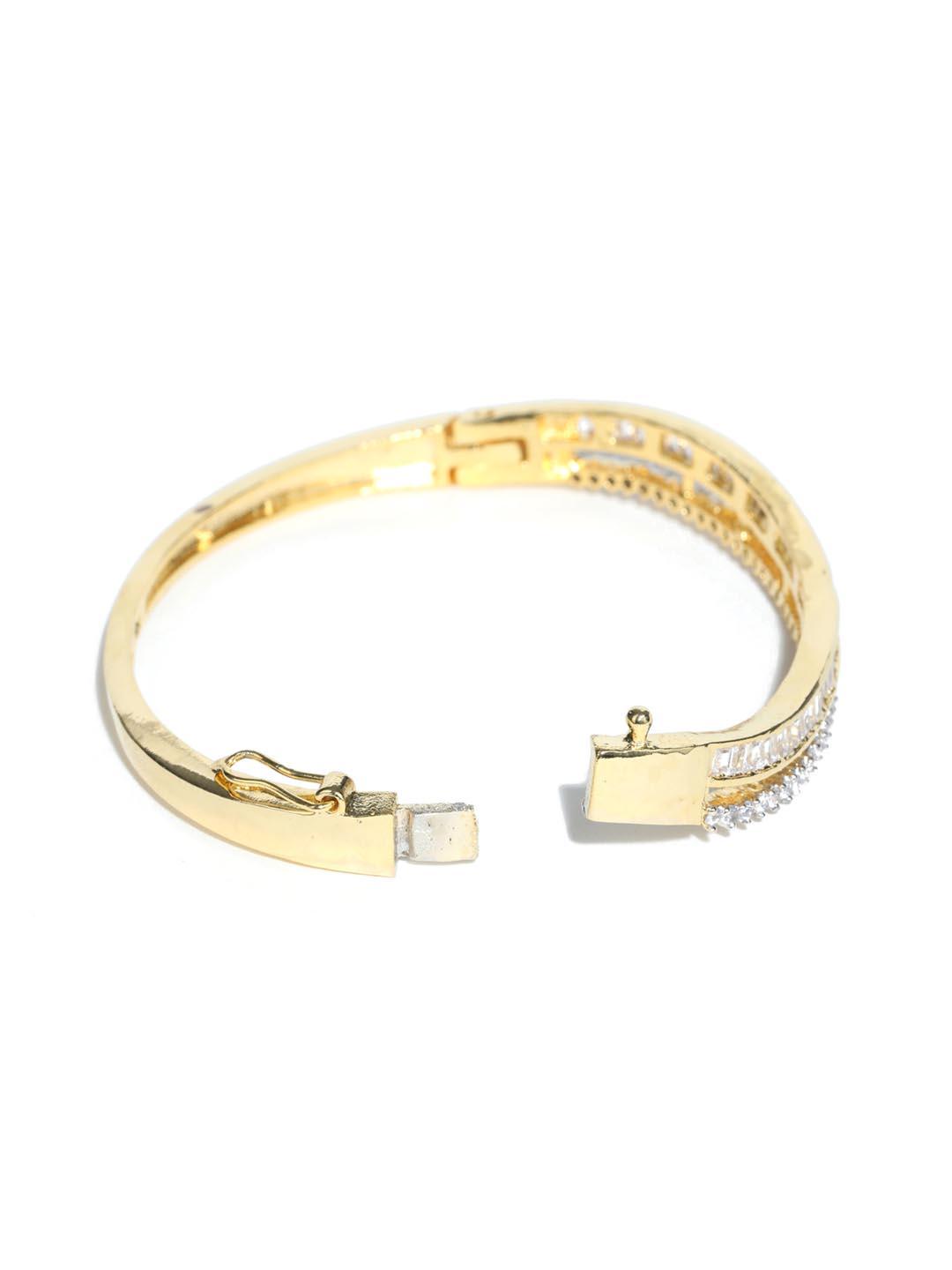 Women's American Diamond Gold Plated Bangle Style Bracelet - Priyaasi - Indiakreations