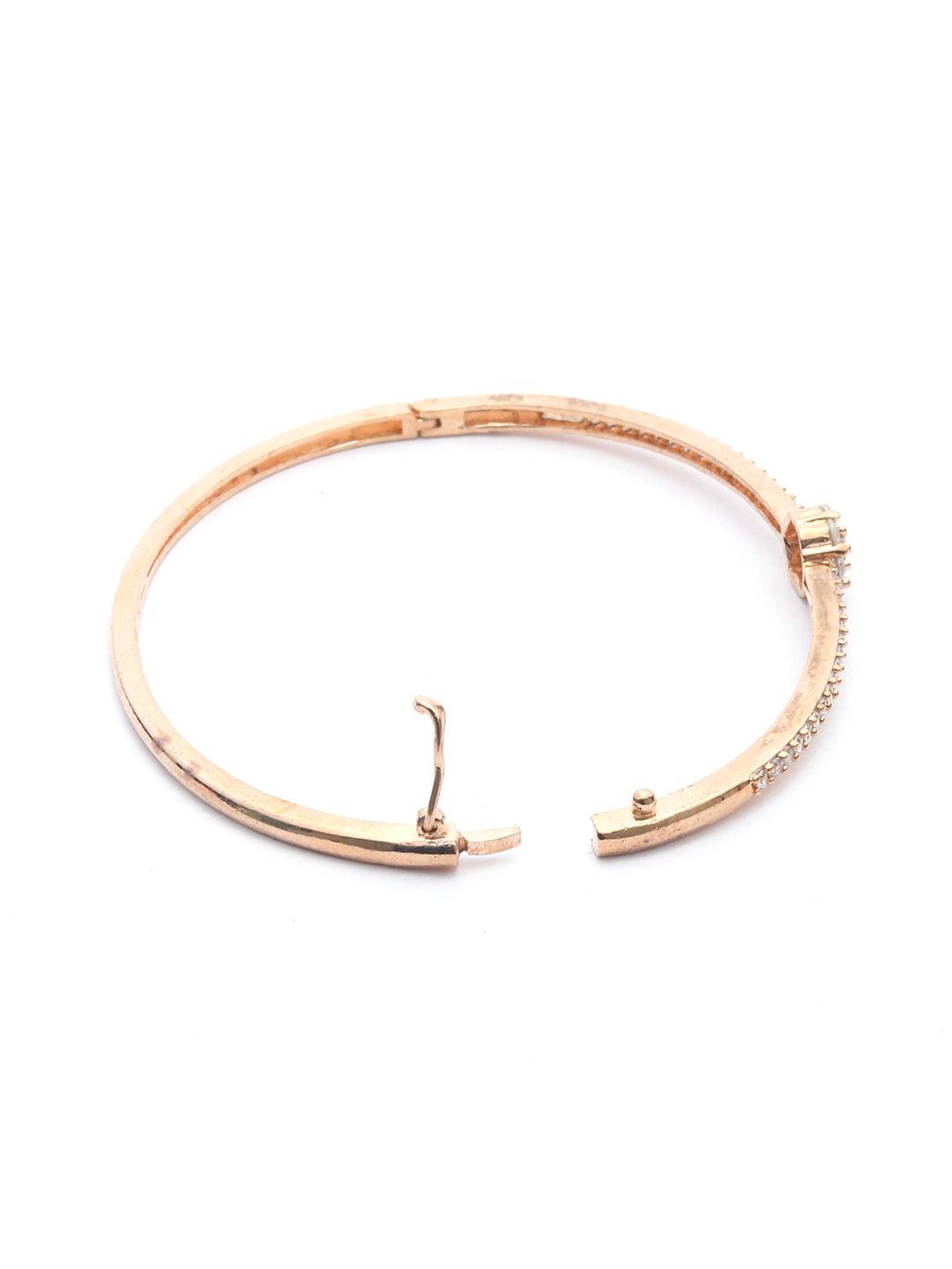 Women's American Diamond Rose Gold Plated Little Flower Bracelet - Priyaasi - Indiakreations