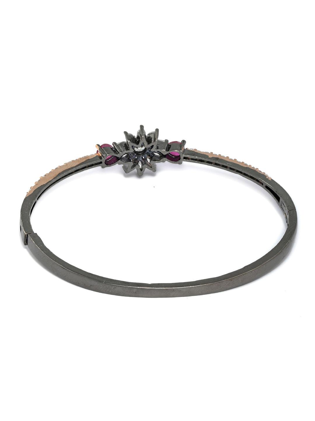 Women's Dual Toned Floral American Diamond Bracelet - Priyaasi - Indiakreations