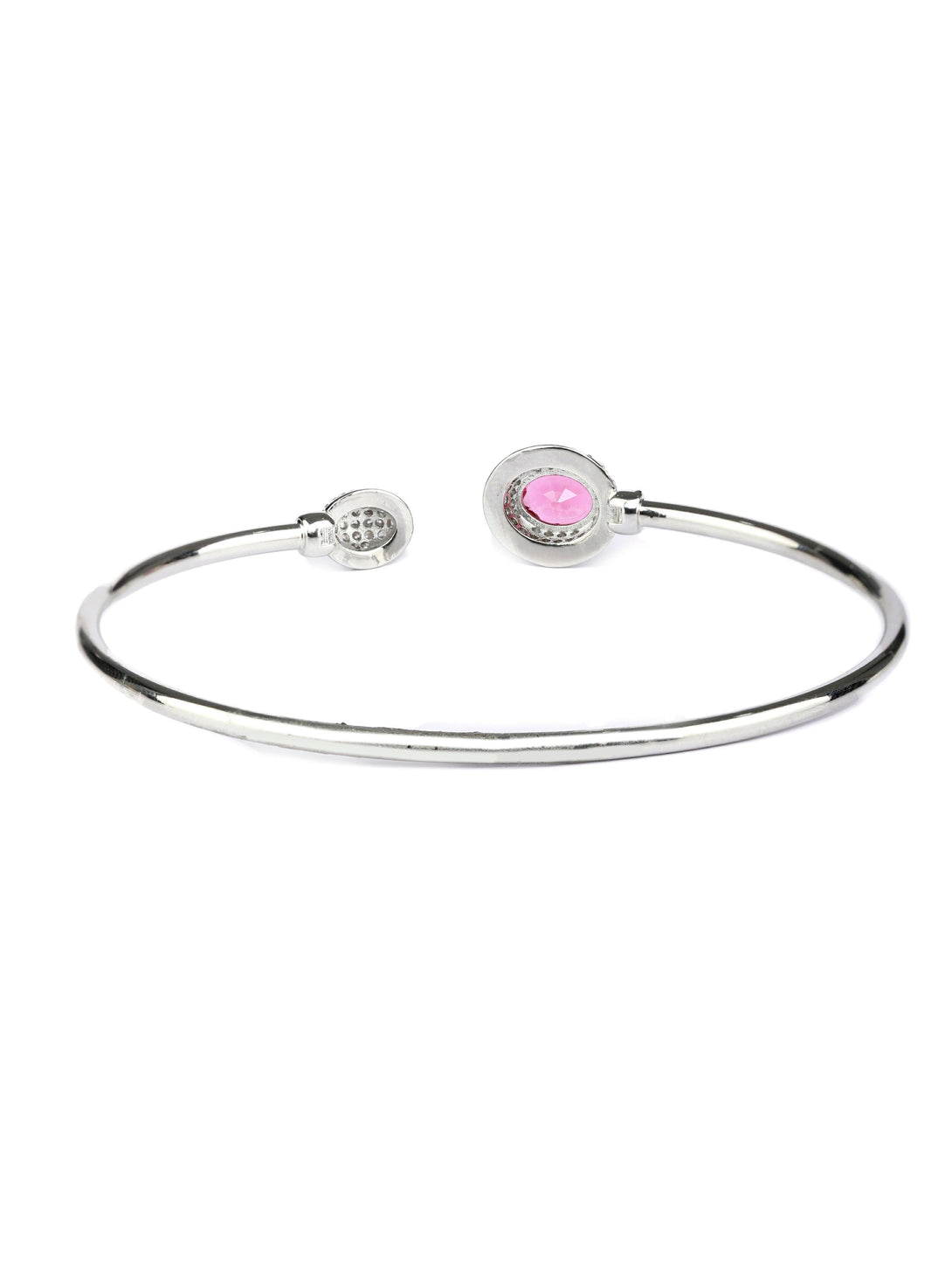 Women's Elegant Pink Stone Silver Plated Bracelet - Priyaasi - Indiakreations