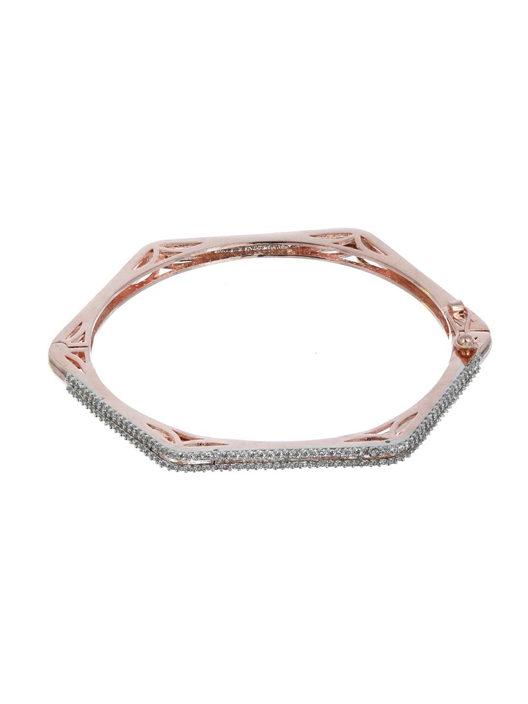 Women's Elegant Hexagon Shaped American Diamond Bracelet - Priyaasi - Indiakreations