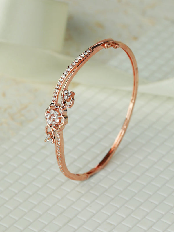 Women's Elegant Rose Gold Floral Bracelet - Priyaasi