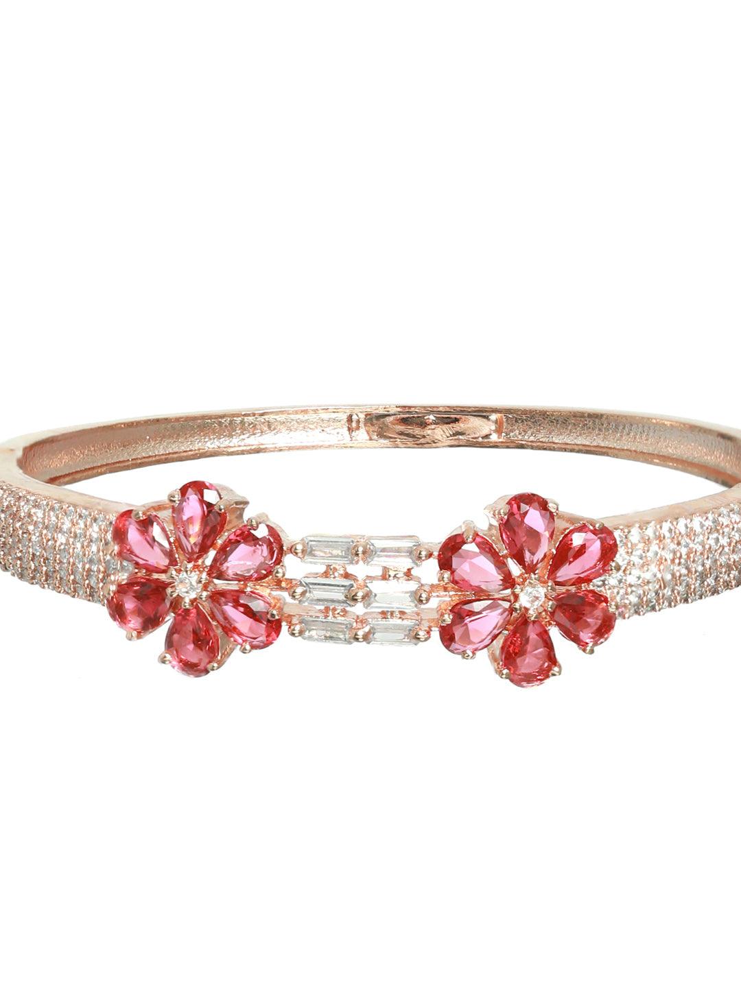 Women's Pink American Diamond Rose Gold Bracelet - Priyaasi - Indiakreations