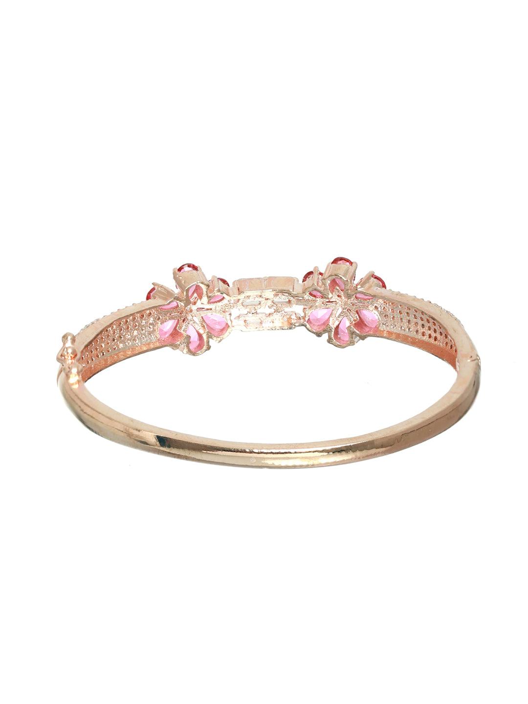 Women's Pink American Diamond Rose Gold Bracelet - Priyaasi - Indiakreations