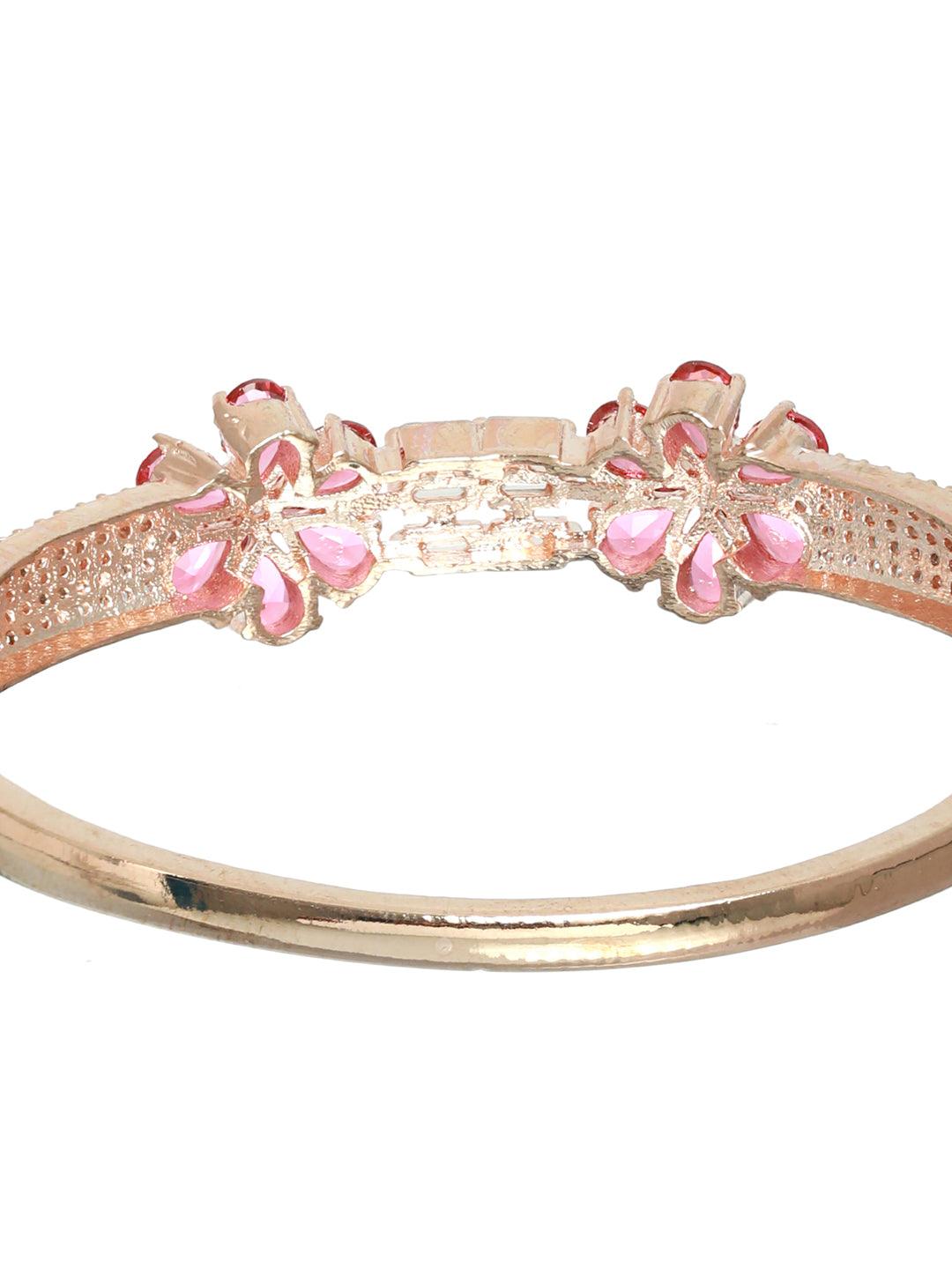 Women's Pink American Diamond Rose Gold Bracelet - Priyaasi - Indiakreations