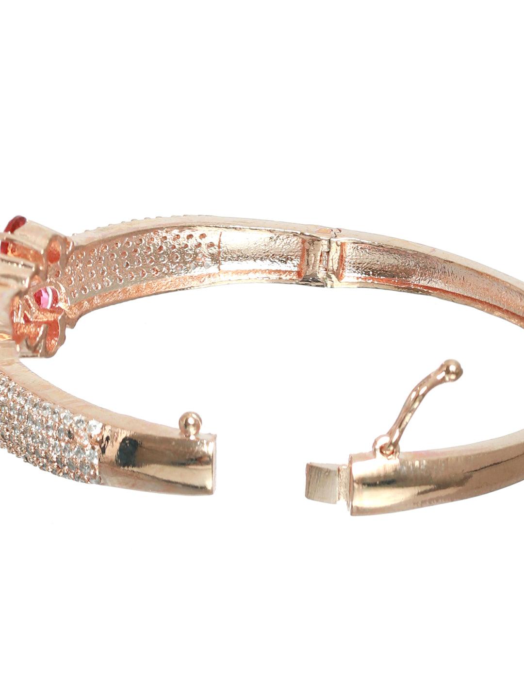 Women's Pink American Diamond Rose Gold Bracelet - Priyaasi - Indiakreations