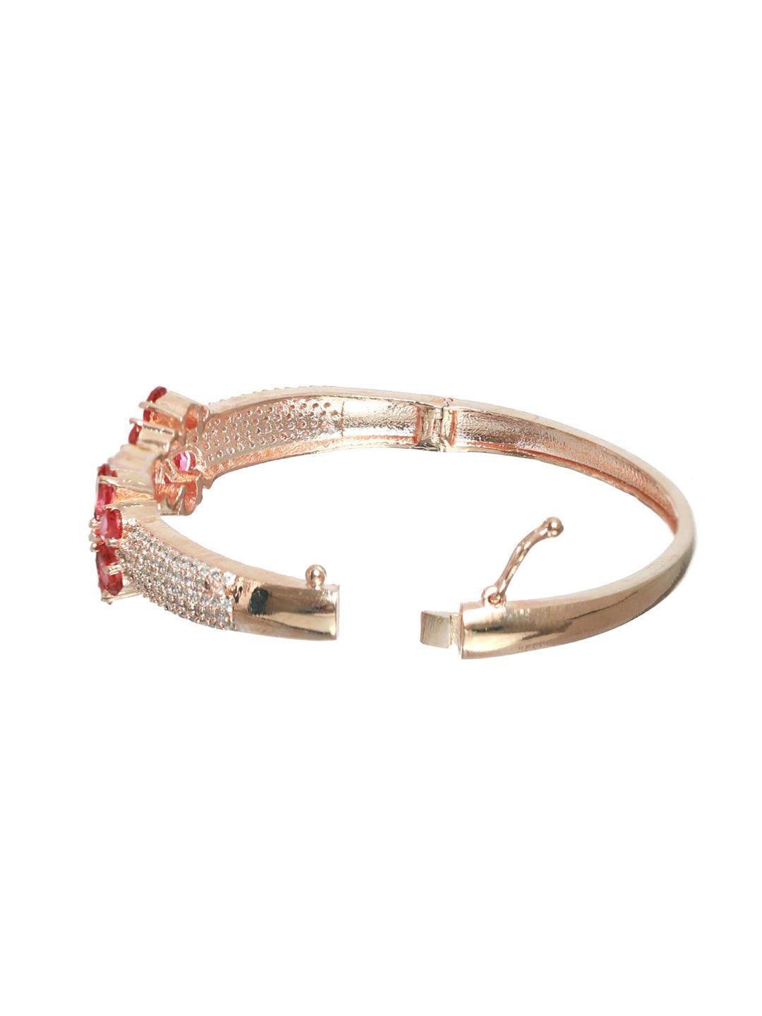 Women's Pink American Diamond Rose Gold Bracelet - Priyaasi - Indiakreations