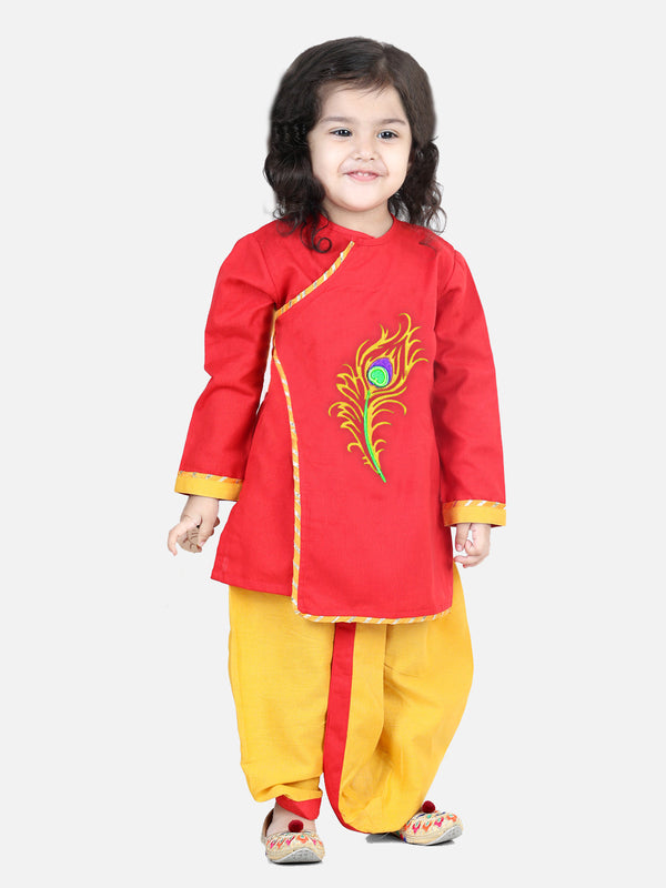 Boy's Red Color Cotton Embroidery  Dhoti Kurta - NOZ2TOZ KIDS