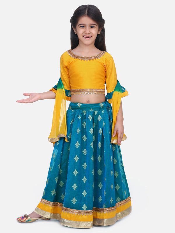 Girl's Blue Color Chiffon Brocade Lehenga choli-Blue - NOZ2TOZ KIDS