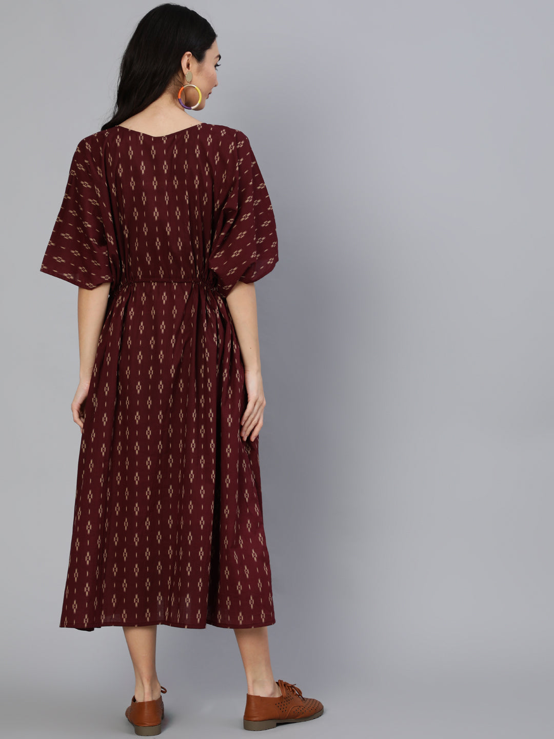 Women Burgundy Printed Kaftan Kurta | NOZ2TOZ - Made In INDIA.