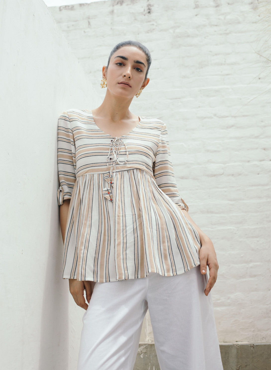 Women's Biscotti Striped Empire Top - The Burnt Soul - Indiakreations