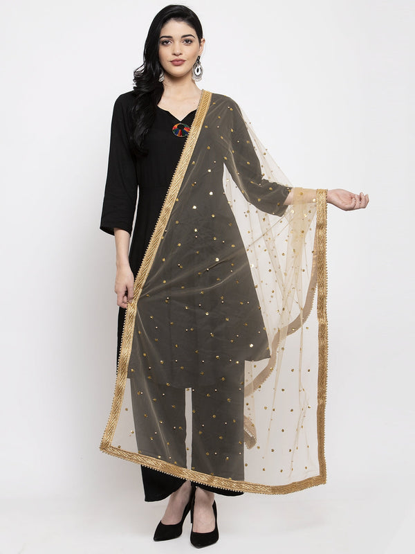 Women's Golden Heavy Gotta Patti Net Dupatta - Wahe-NOOR