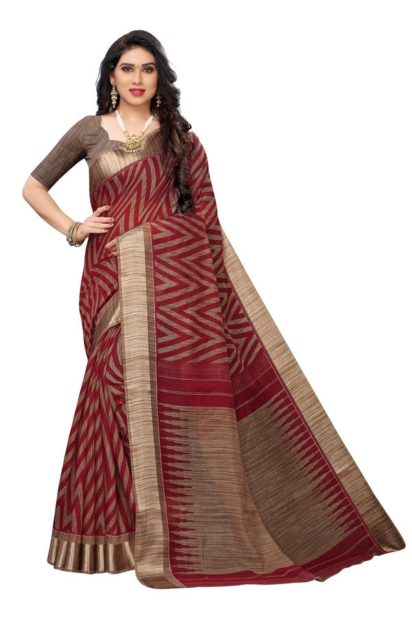 Women's Vamika Red Linen Designer Saree Bee Red - Vamika