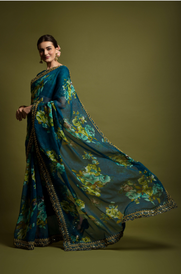 Women's Green Designer Saree Collection - Dwija Fashion