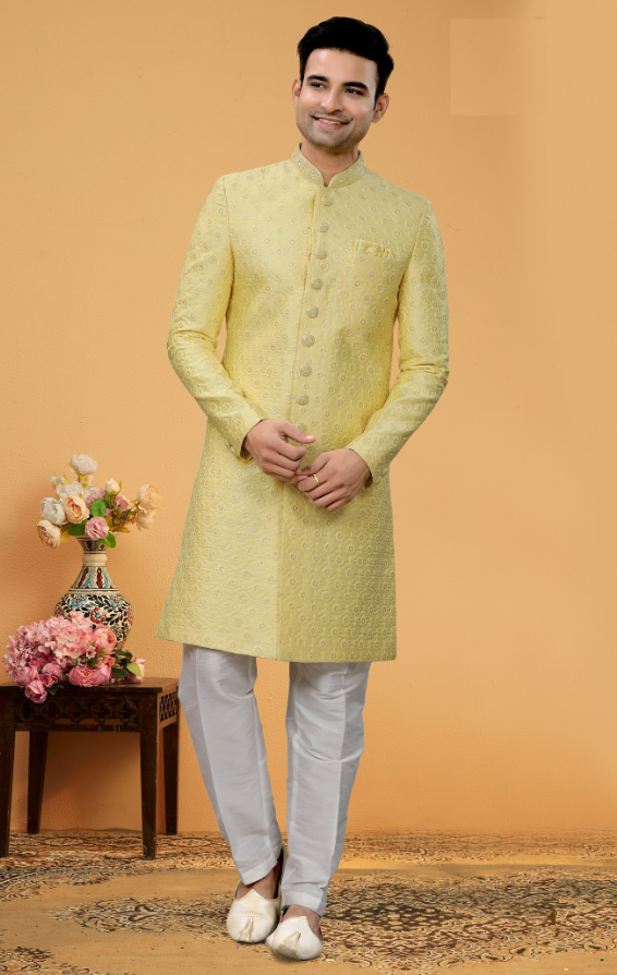 Men's Yellow Indo-Western Collection - Dwija Fashion