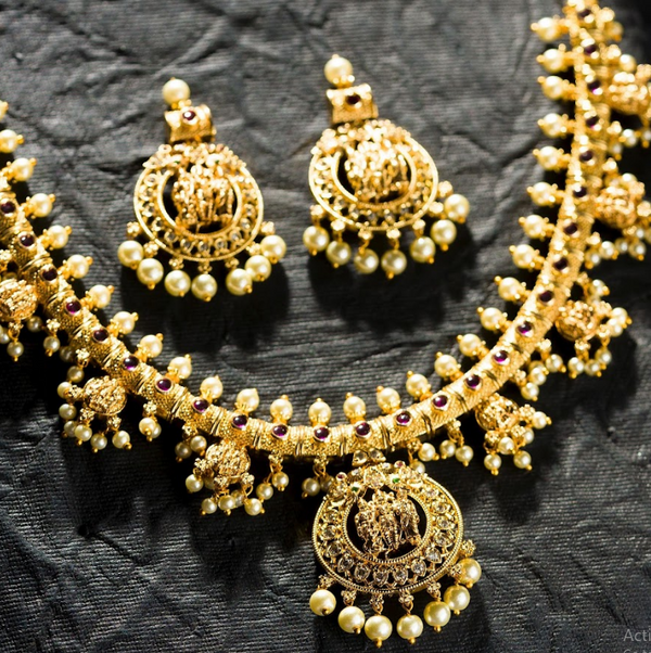 Women's Necklace Set Gold Plated  - Alankara