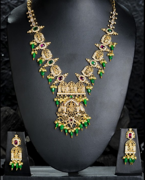 Women's Trimurthi Necklace Set Gold Plated  - Alankara