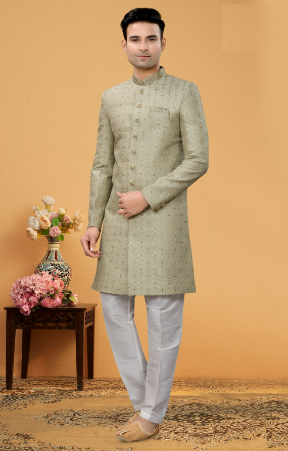 Men's Green Indo-Western Collection - Dwija Fashion