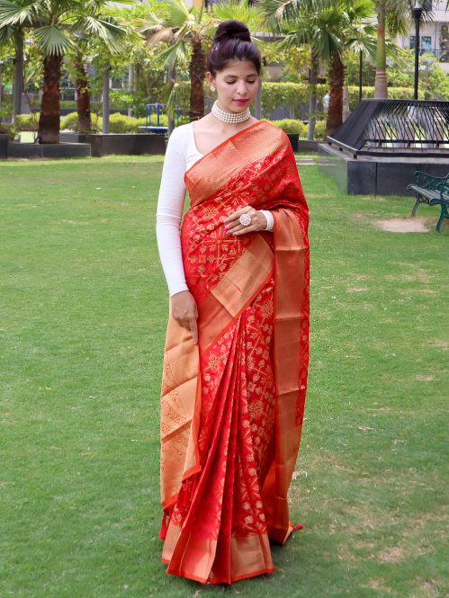 Women's Patola Silk Saree Red - Tasarika