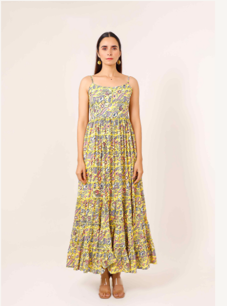 Women's Light Green Marble Print Gathered Dress - Pheeta