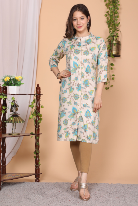 Women's Straight Rayon Printed Kurta - Singni