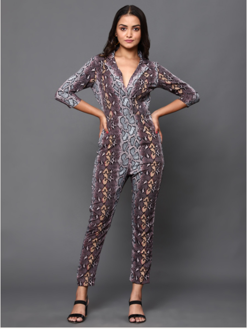 Women's Snake Printed Jumpsuit  - Khumaar-Shuchi Bhutani