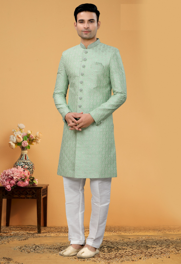 Men's Green Indo-Western Collection - Dwija Fashion