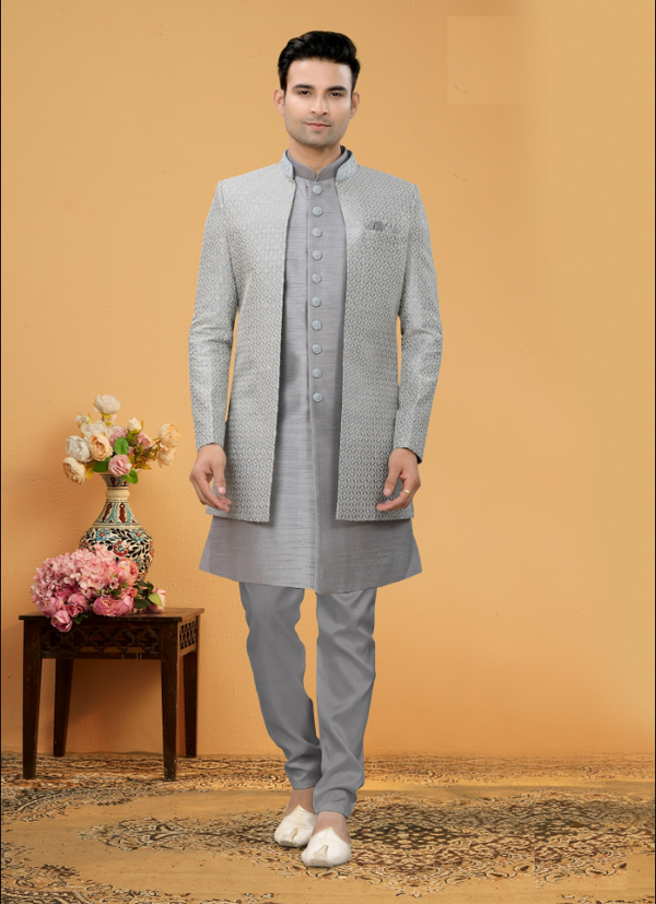 Men's White Indo-Western Collection - Dwija Fashion