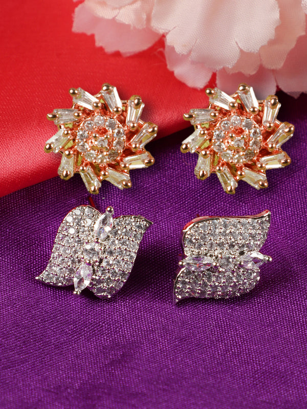 Women's Set of 2 American Diamod studded Studs - Jazz and Sizzle