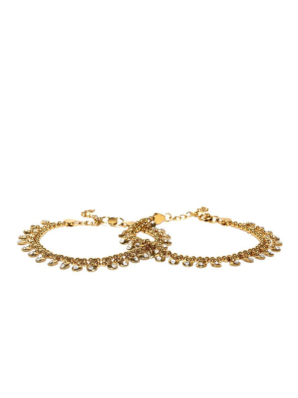 Women's Gold-Toned Stone-Studded Anklets For Women And Girls - Priyaasi