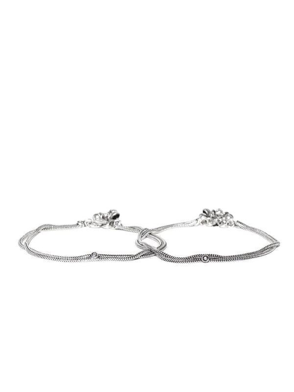 Women's Designer German Silver/Oxidized Anklet/Payal - Priyaasi