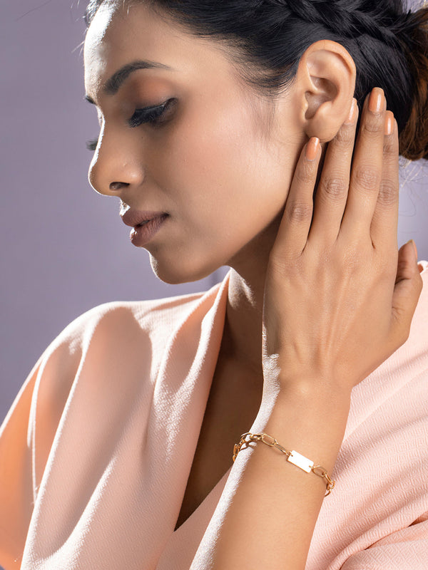 Women's Contemporary Rose Gold Plated Link Bracelet - Priyaasi