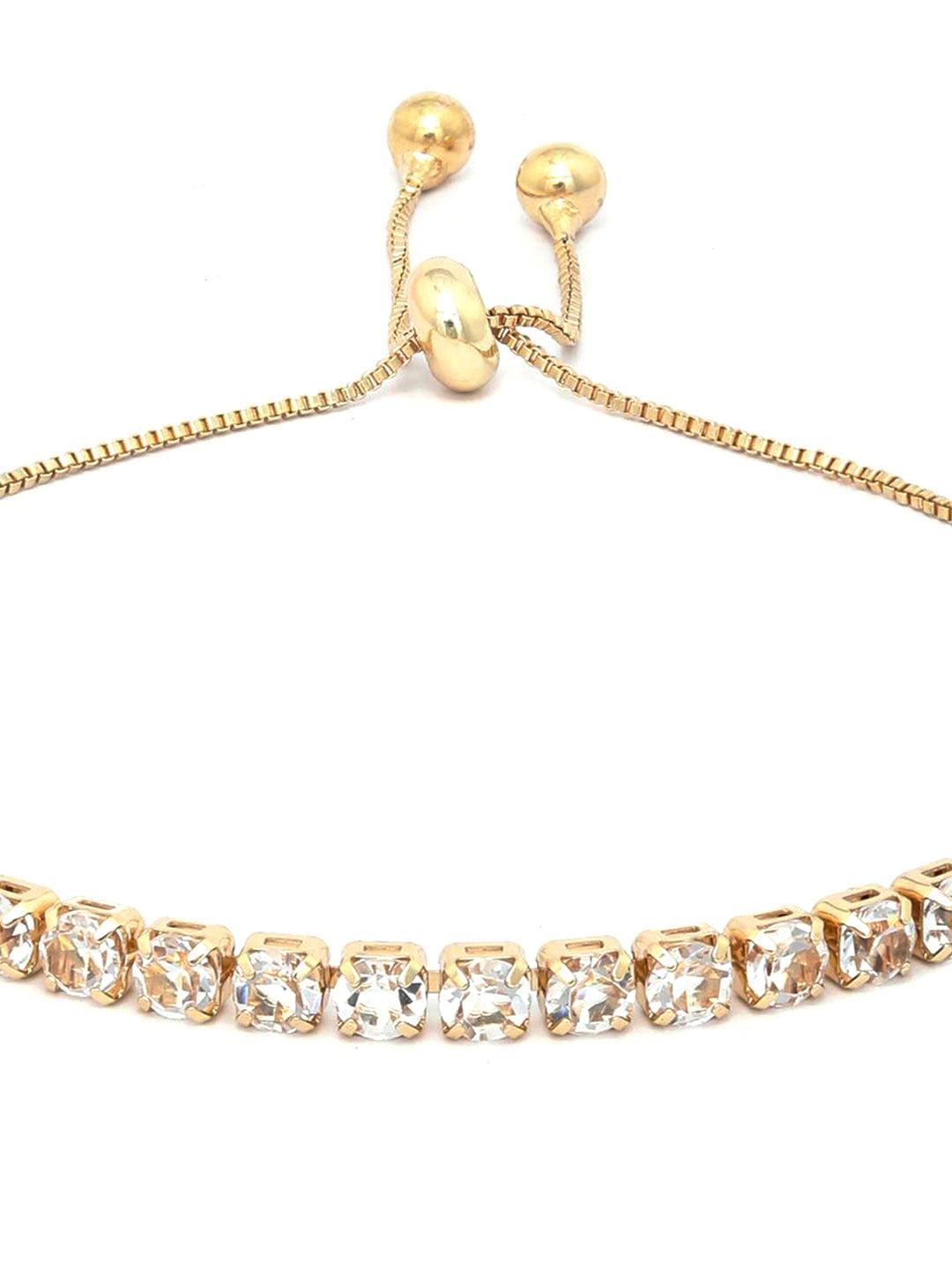 Women's American Diamond Gold Plated Link Bracelet - Priyaasi - Indiakreations