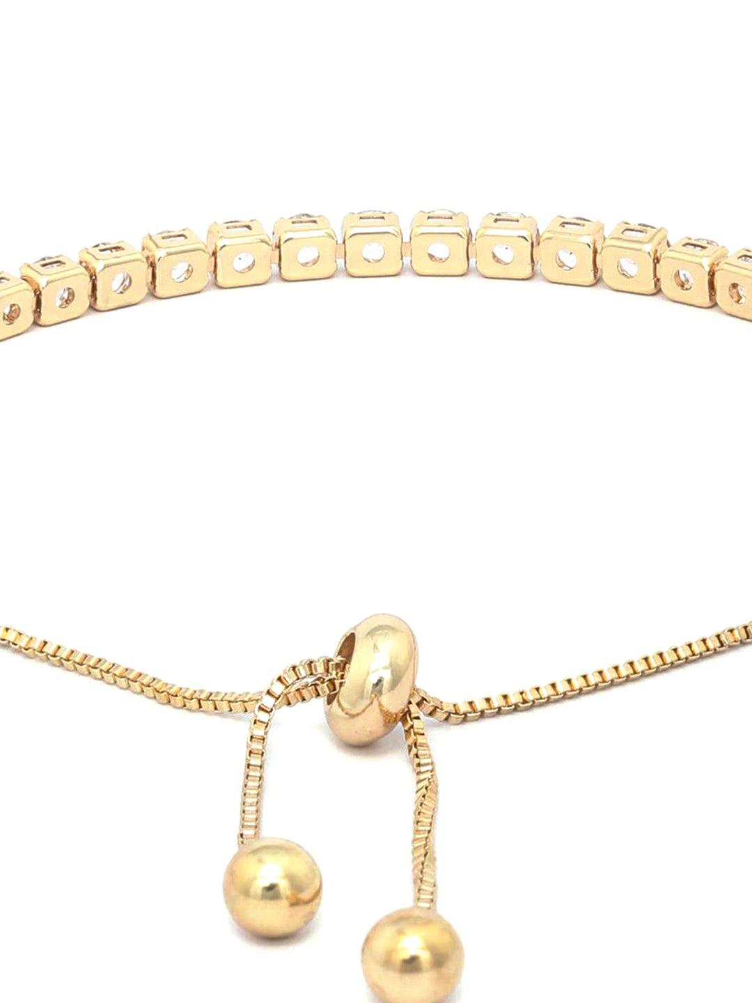 Women's American Diamond Gold Plated Link Bracelet - Priyaasi - Indiakreations