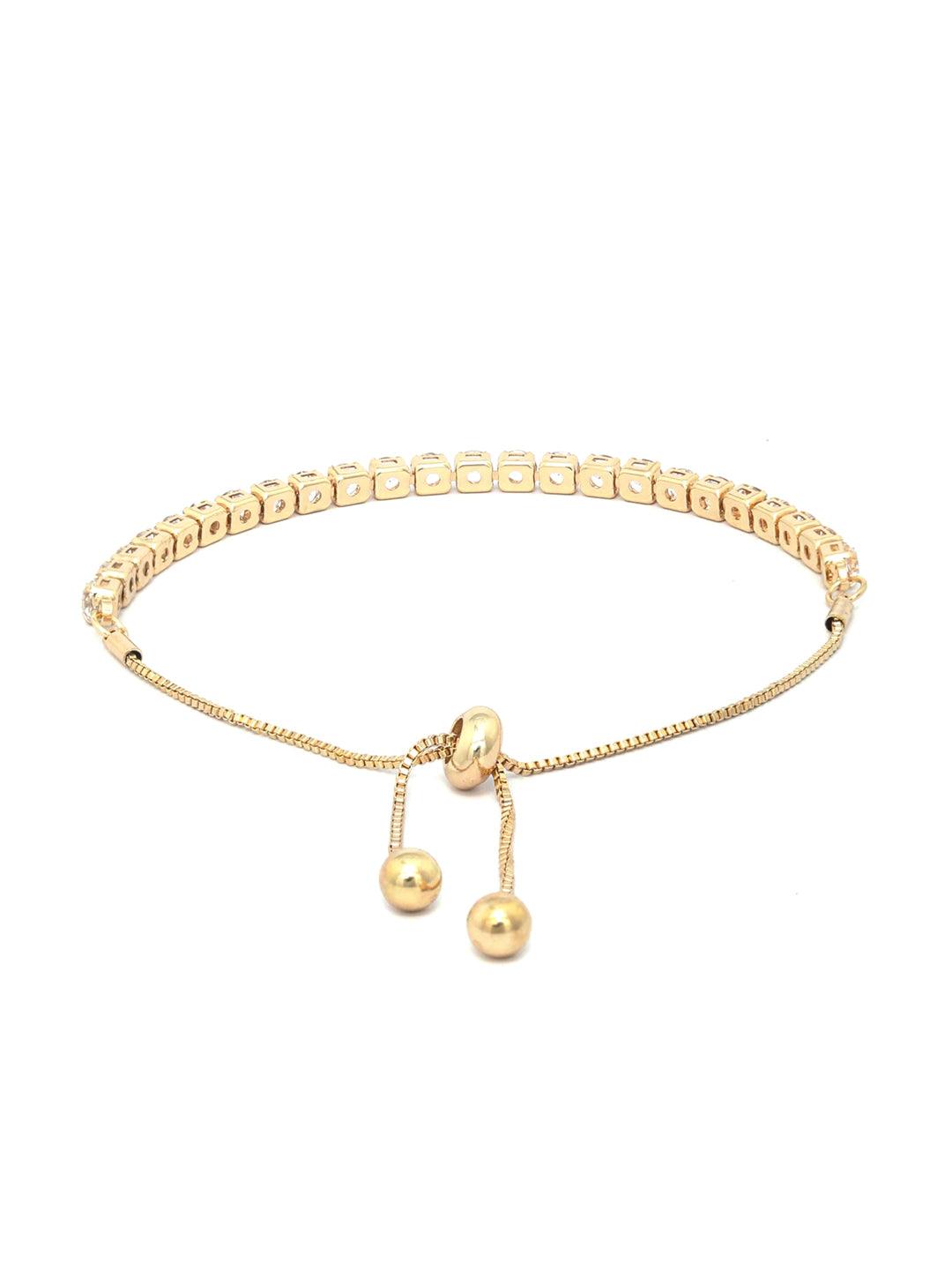 Women's American Diamond Gold Plated Link Bracelet - Priyaasi - Indiakreations