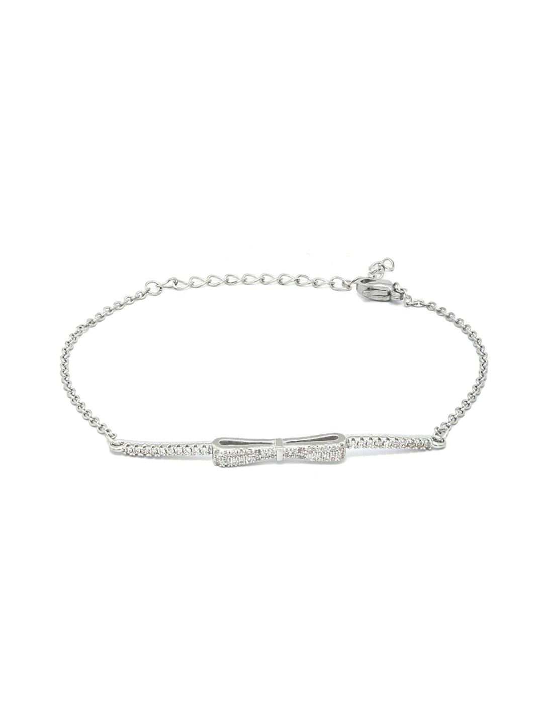 Women's Contemparory Stones Silver Plated Link Bracelet- Priyaasi - Indiakreations