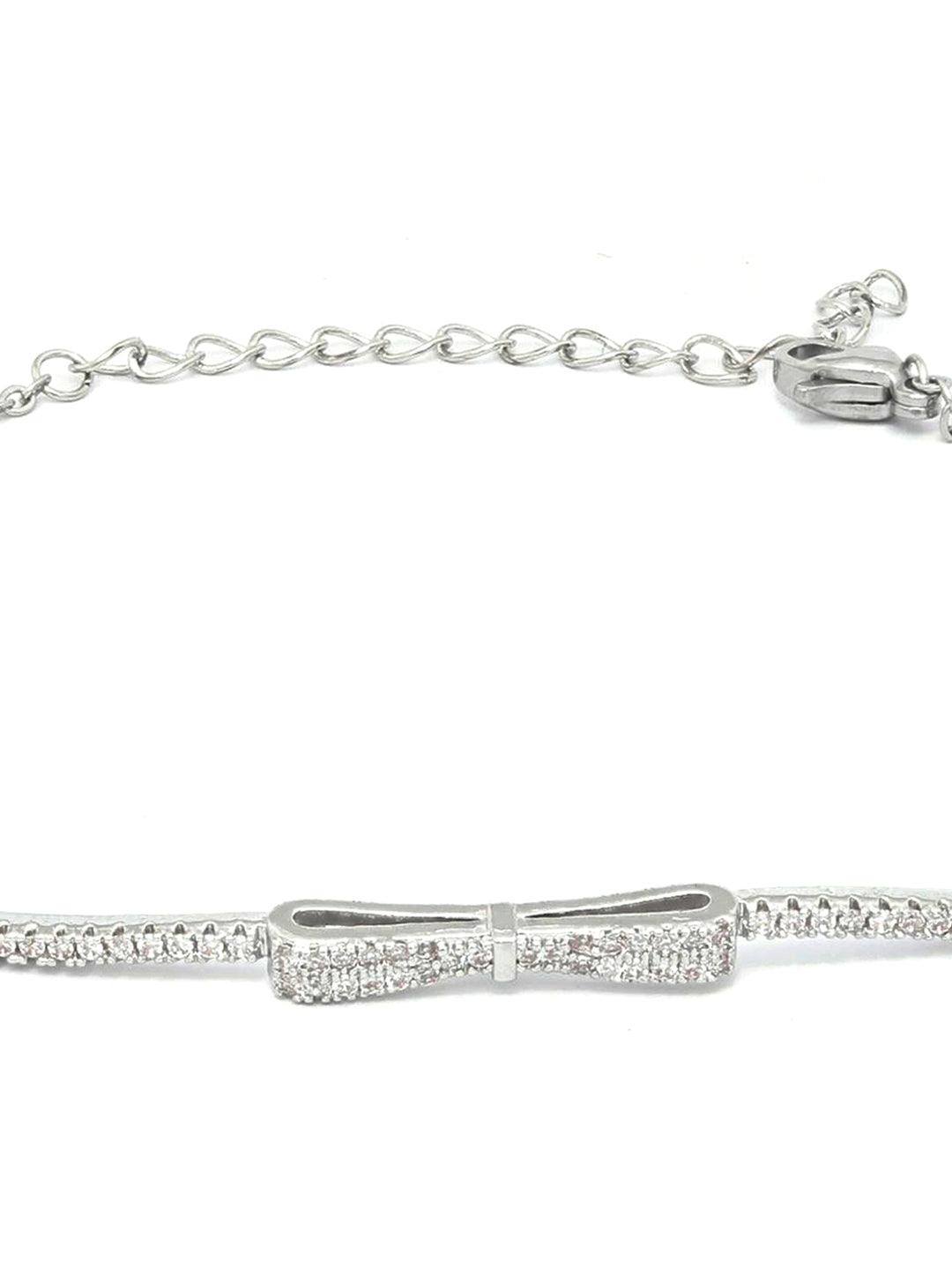 Women's Contemparory Stones Silver Plated Link Bracelet- Priyaasi - Indiakreations