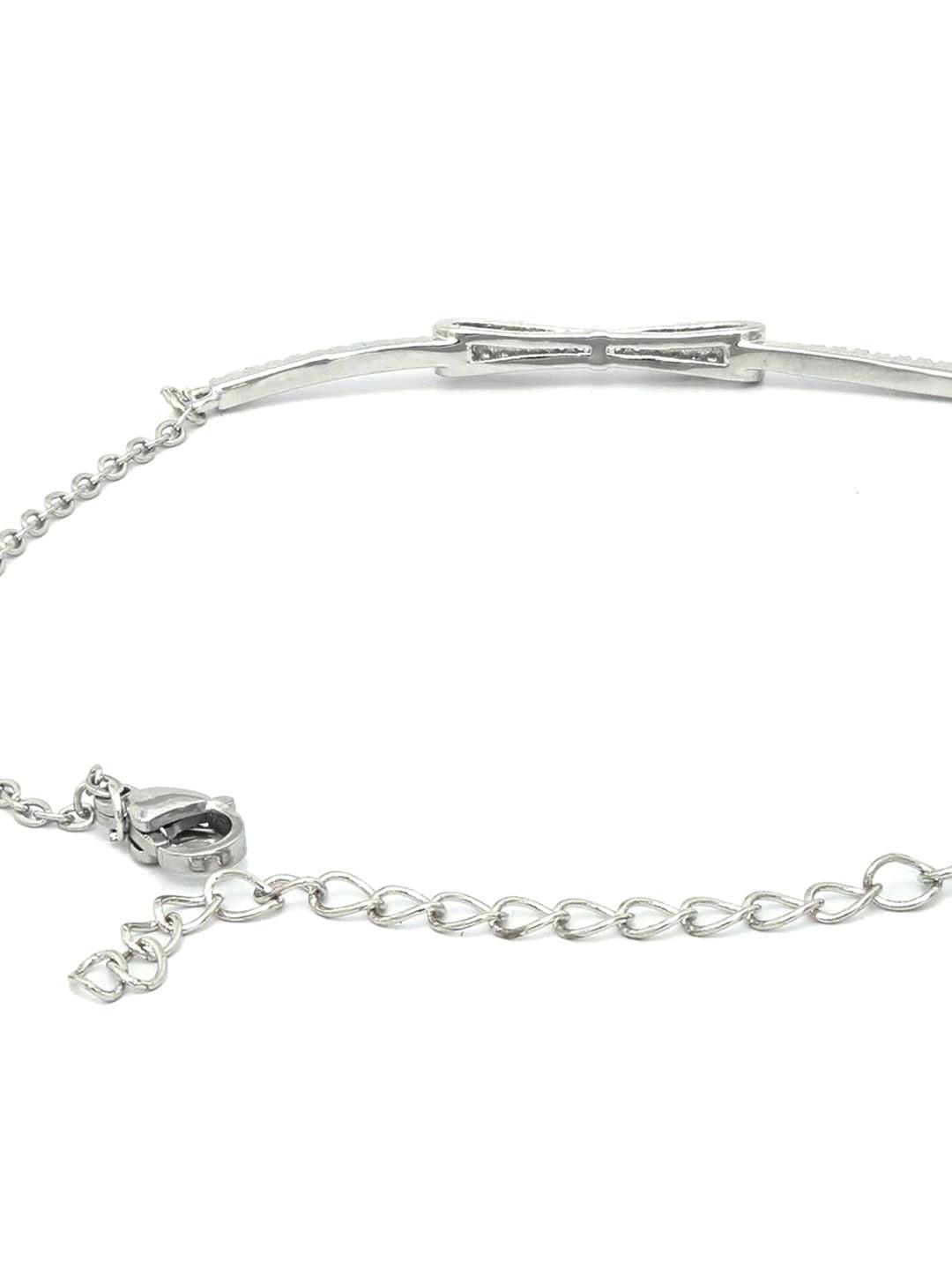 Women's Contemparory Stones Silver Plated Link Bracelet- Priyaasi - Indiakreations