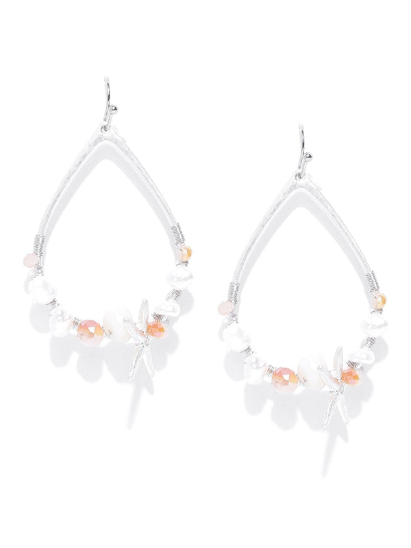 Women's Handmade Acrylic Glass Pearl Stone Simulated Beaded Dangler Earrings - Priyaasi