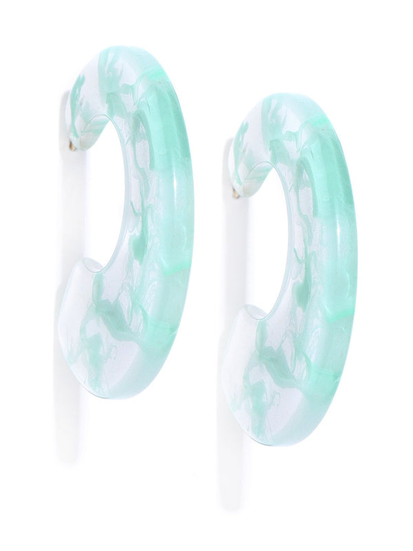 Women's Designer Transparent And Mint Green Colour Drop Earrings - Priyaasi