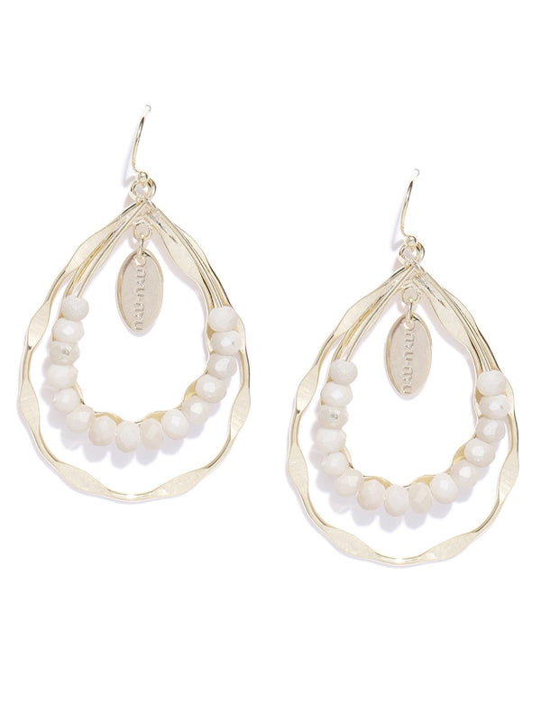 Women's Gold Plated Multilayer Design Beaded Teardrop Shaped Party Wear Earrings - Priyaasi