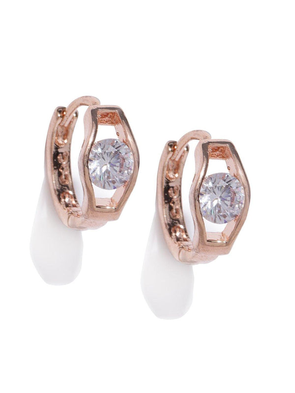 Women's Rose Gold Plated American Diamond Studded Bali Like Stud Earrings For Women - Priyaasi - Indiakreations