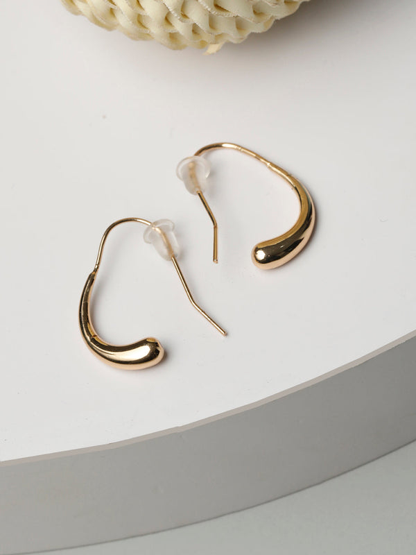 Women's Classic Curves - Gold Plated Half Hoop Drop Earrings - Priyaasi