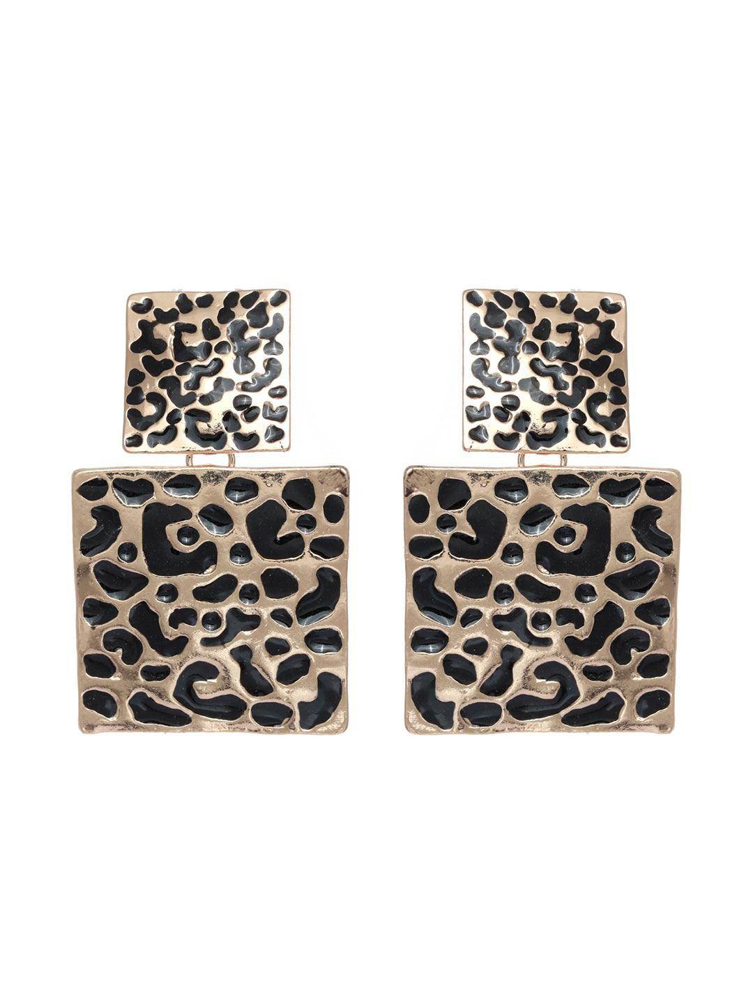 Women's Prita Rose Gold Plated Geometric Drop Earrings - Priyaasi - Indiakreations